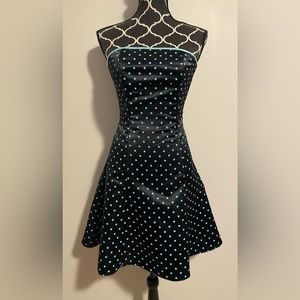 EUC Jessica McClintock for Gunne Sax 1980s Black & Blue Polka Dot Dress size 3/4